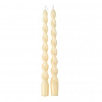 2 BOUGIES FLAMBEAU TORSADÉES 25CM 7H JAUNE PÂLE