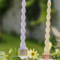 2 BOUGIES FLAMBEAU TORSADÉES 25CM 7H JAUNE PÂLE