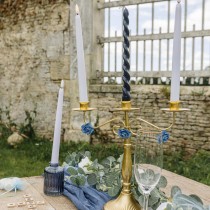 2 BOUGIES FLAMBEAU TORSADÉES 25CM 7H MARINE