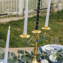 2 BOUGIES FLAMBEAU TORSADÉES 25CM 7H MARINE