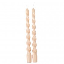 2 BOUGIES FLAMBEAU TORSADÉES 25CM 7H NUDE