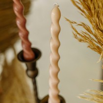 2 BOUGIES FLAMBEAU TORSADÉES 25CM 7H NUDE