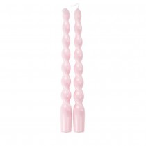 2 BOUGIES FLAMBEAU TORSADÉES 25CM 7H ROSE POUDRÉ