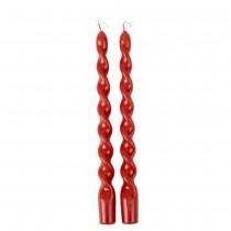 2 BOUGIES FLAMBEAU TORSADÉES 25CM 7H ROUGE