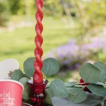 2 BOUGIES FLAMBEAU TORSADÉES 25CM 7H ROUGE