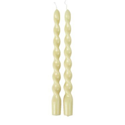 2 BOUGIES FLAMBEAU TORSADÉES 25CM 7H SAUGE