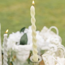 2 BOUGIES FLAMBEAU TORSADÉES 25CM 7H SAUGE