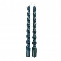 2 BOUGIES FLAMBEAU TORSADÉES 25CM 7H VERT ANGLAIS