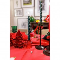 2 BOUGIES FLAMBEAU TORSADÉES 25CM 7H VERT ANGLAIS