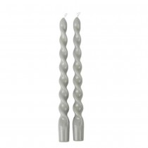 2 BOUGIES FLAMBEAU TORSADÉES 25CM 7H VERT-DE-GRIS