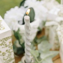 2 BOUGIES FLAMBEAU TORSADÉES 25CM 7H VERT-DE-GRIS