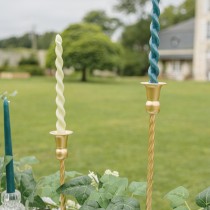 2 BOUGIES FLAMBEAU TORSADÉES 25CM 7H VERT-DE-GRIS