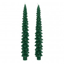 2 BOUGIES FLAMBEAUX CIRE SAPIN 25CM VERT