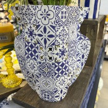 2 CACHE-VASES PAPIER DOLCE VITA 24X24CM BLEU