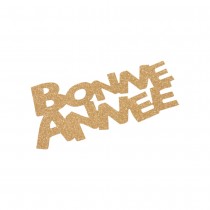 2 DÉCO TABLE TISSU BONNE ANNÉE 5.8X12CM OR