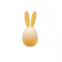 2 DÉCORATIONS DE TABLE BOIS OEUF LAPIN 5X12CM JAUNE
