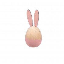 2 DÉCORATIONS DE TABLE BOIS OEUF LAPIN 5X12CM ROSE