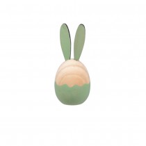 2 DÉCORATIONS DE TABLE BOIS OEUF LAPIN 5X12CM VERT