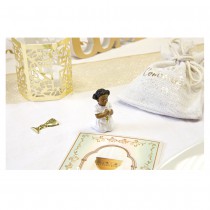 2 FIGURINES COMMUNIANTE PEAU MATE 4X1.5CM BLANC