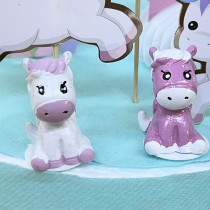 2 FIGURINES RÉSINE PONEY SUR PIC DÉCO GÂTEAU