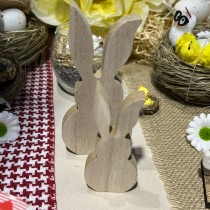 2 LAPINS BOIS POMPON BLANC 9-13CM NATURE