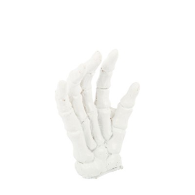 2 MAINS DE SQUELETTE RÉSINE BLANC 6.5X4.5CM