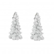 2 MARQUE-PLACES RÉSINE SAPIN 7X3.5CM ARGENT