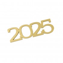 2 ORNEMENTS DE TABLE BOIS 2025 4.2X12CM OR
