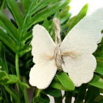 2 PAPILLONS LIN DÉCO SUR PINCE