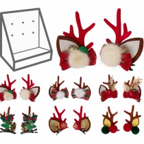 2 PINCES À CHEVEUX MÉTAL RENNE POLYESTER 5X5X7.5CM