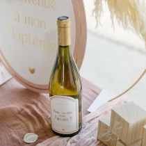 2 STICKERS BOUTEILLE PARRAIN MARRAINE 11CM ROSE