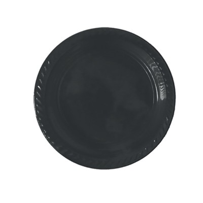 20 ASSIETTES 22CM PLASTIQUE RÉUTILISABLE NOIR