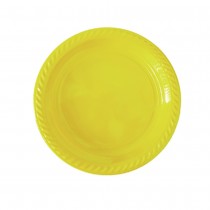 20 ASSIETTES PLASTIQUE RÉUTILISABLE 22CM JAUNE