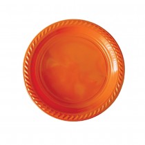 20 ASSIETTES PLASTIQUE RÉUTILISABLE 22CM ORANGE