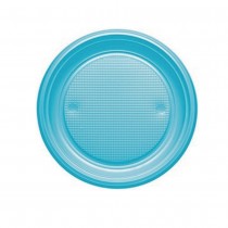 20 ASSIETTES PLASTIQUE RÉUTILISABLE 22CM TURQUOISE