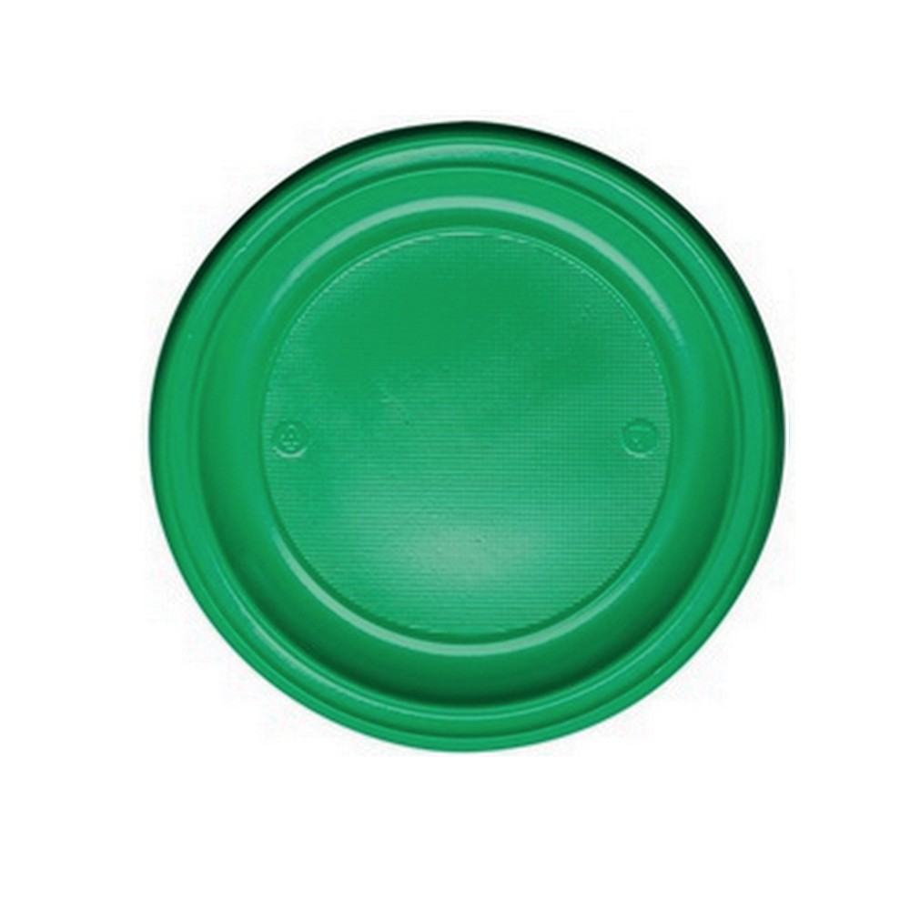 20 ASSIETTES 22CM PLASTIQUE RÉUTILISABLE VERT