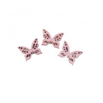 20 CONFETTIS BOIS PAPILLON ROSE 2CM