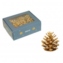20 POMMES DE PIN SCINTILLANTES DÉCO NOËL 45MM OR