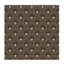 20 SERVIETTES ART DÉCO NOIR OR 33X33CM