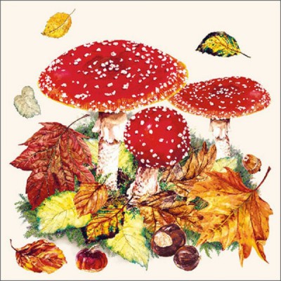 20 SERVIETTES AUTOMNE AMANITES 33X33CM