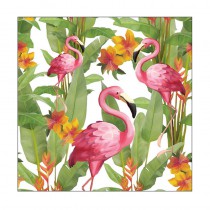 20 SERVIETTES BLANCHES FLAMINGO 33 CM