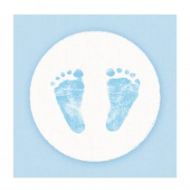 20 SERVIETTES BLEUES PIEDS BÉBÉ 33X33CM