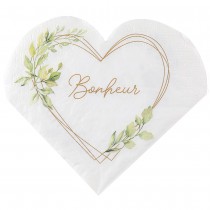 20 SERVIETTES BONHEUR C?\'UR PAPIER 16.5X16.5CM