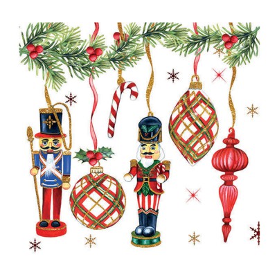 20 SERVIETTES CASSE-NOISETTE NOËL 33X33CM ROUGE