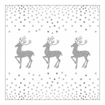 20 SERVIETTES CERF POINT ARGENT 33X33 CM