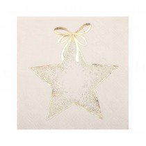 20 SERVIETTES COCKTAIL ÉTOILE OR 25X25CM IVOIRE