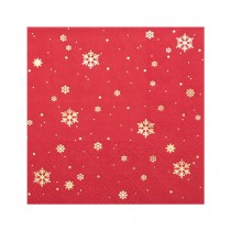 20 SERVIETTES COCKTAIL FLOCONS OR 25X25CM ROUGE