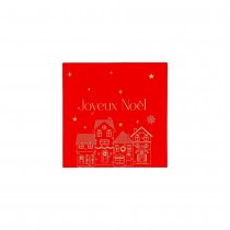 20 SERVIETTES COCKTAIL PAPIER NOËL 24CM ROUGE OR