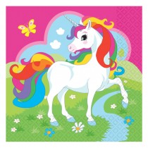 20 SERVIETTES EN PAPIER LICORNE 33 CM