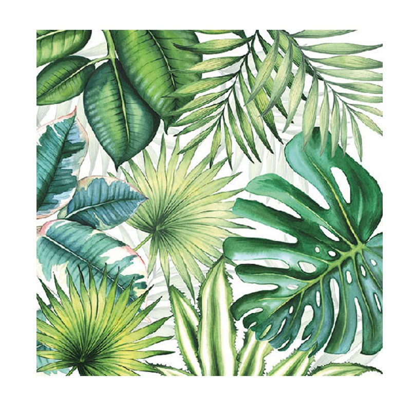 20 SERVIETTES FEUILLES TROPICALES 33 CM